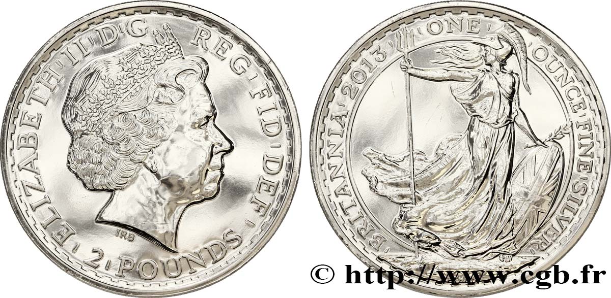 ROYAUME-UNI 2 Pounds Elisabeth II / Britannia 2013  FDC 