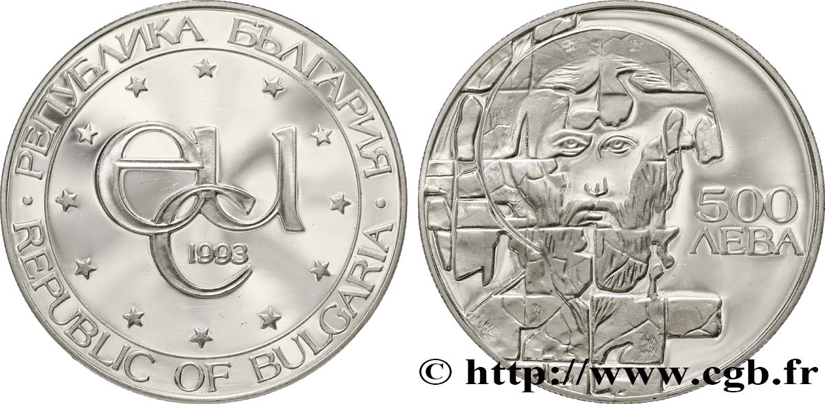 BULGARIEN 500 Leva Proof symbole ECU / Saint Théodore Stratilat 1990  ST 