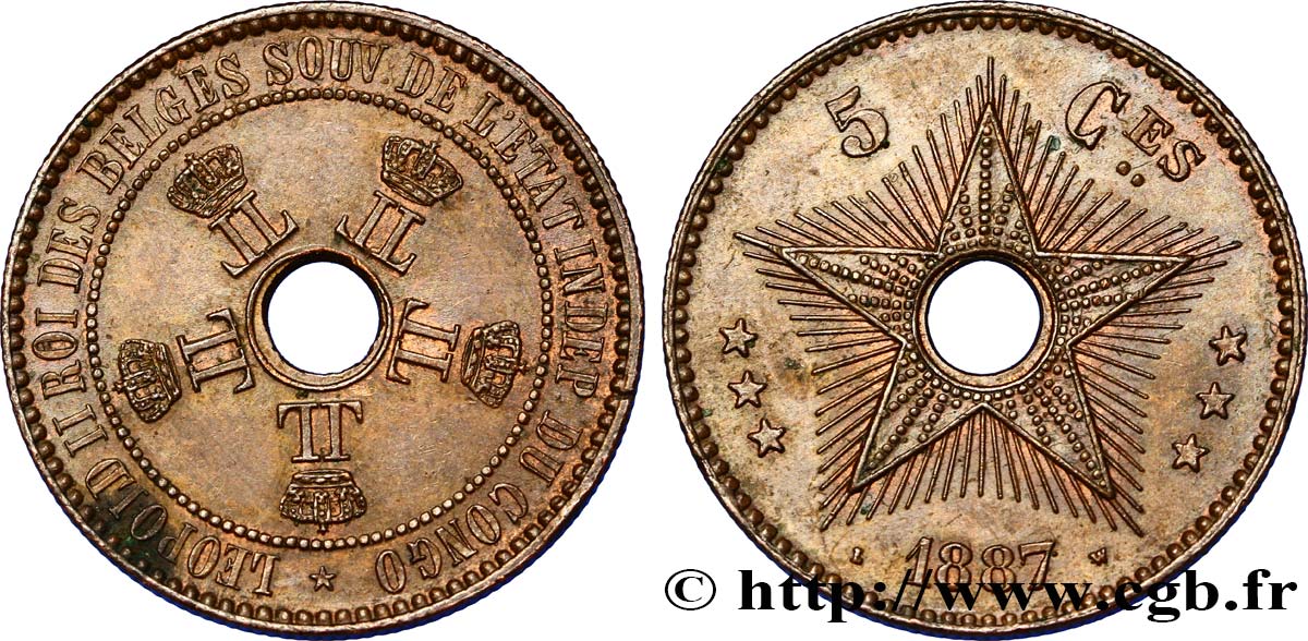 CONGO - ÉTAT INDÉPENDANT DU CONGO 5 Centimes 1887  SUP 