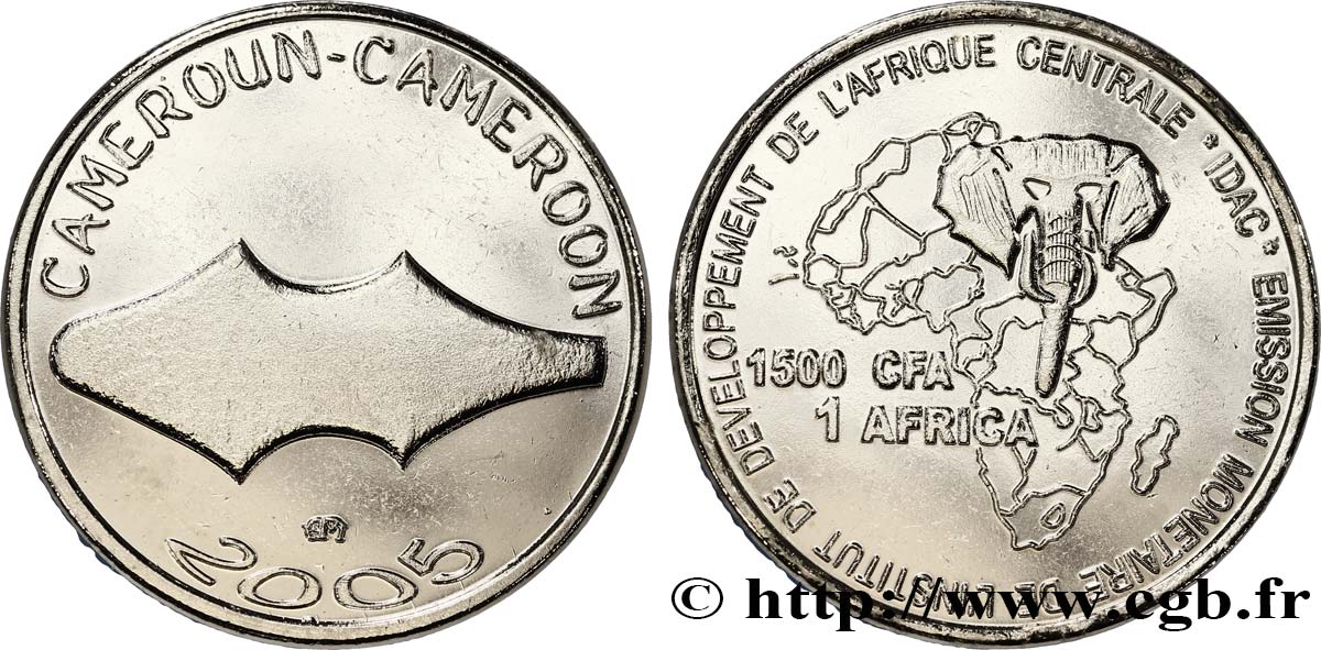CAMEROON 1500 Francs CFA Monnaie Mambila 2005  MS 