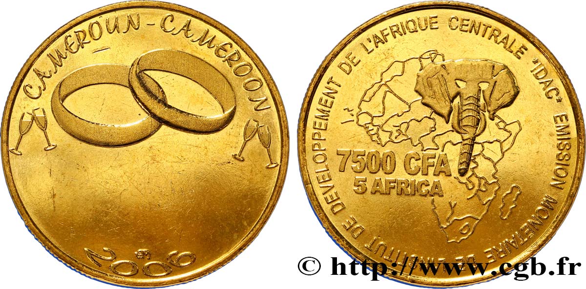 CAMERUN 7500 Francs CFA anneaux nuptiaux 2006  MS 