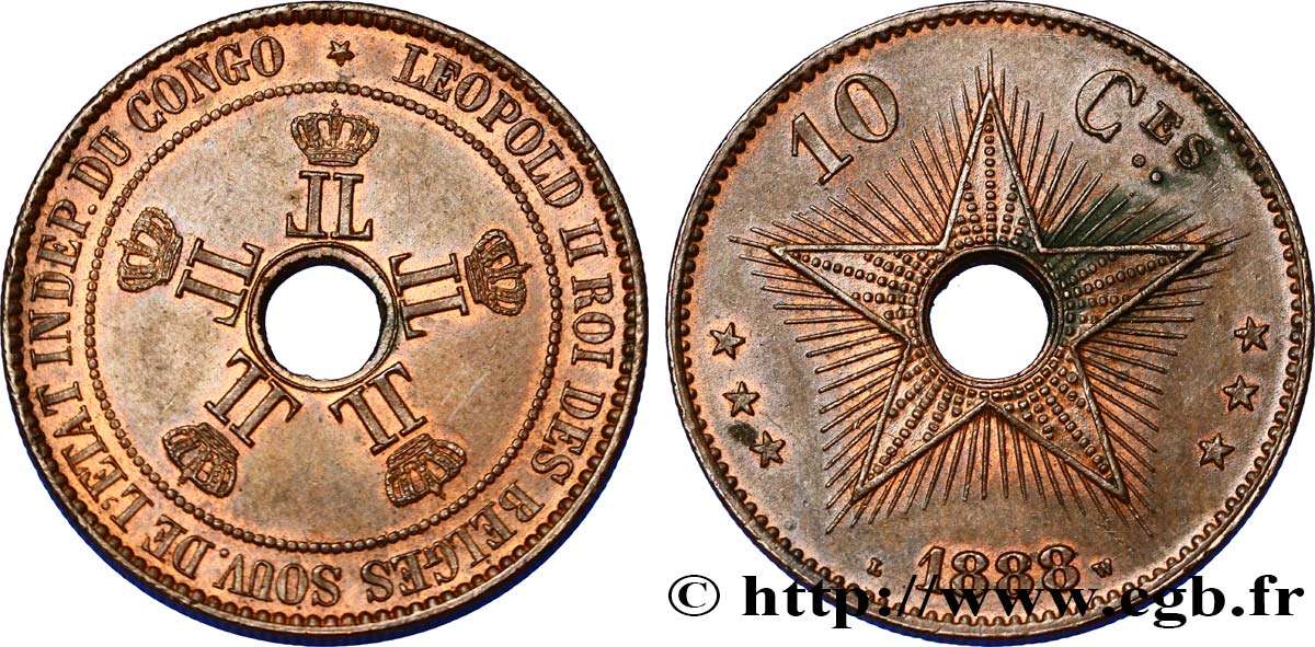CONGO - ÉTAT INDÉPENDANT DU CONGO 10 Centimes 1888  SPL 