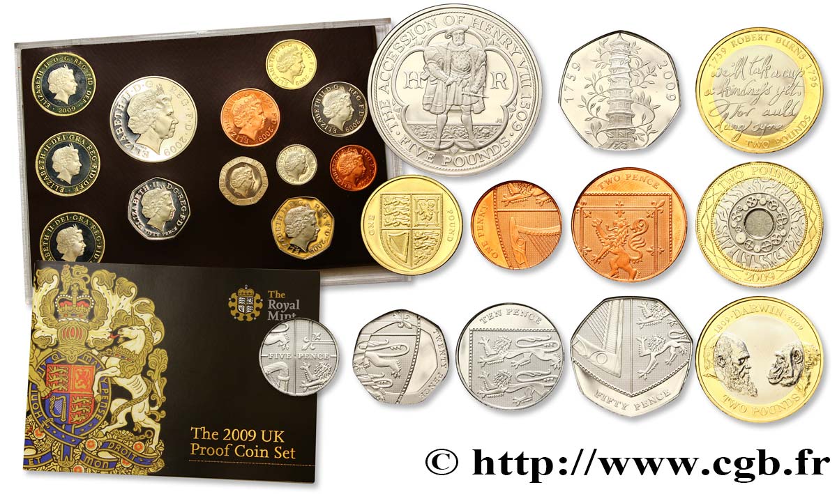 UNITED KINGDOM Série 12 monnaies 2009 2009 Llantrisant MS 