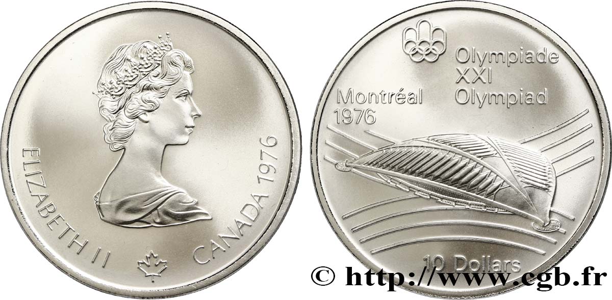CANADá
 10 Dollars JO Montréal 1976 vélodrome olympique / Elisabeth II 1976  FDC 