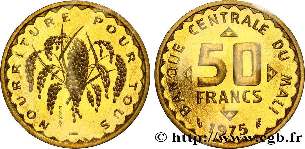 MALI Essai de 50 Francs plant de mil 1975 Paris FDC70 