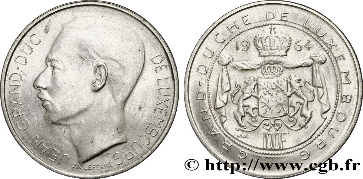 LUXEMBURGO 100 Francs Grand-Duc Jean 1964  EBC 
