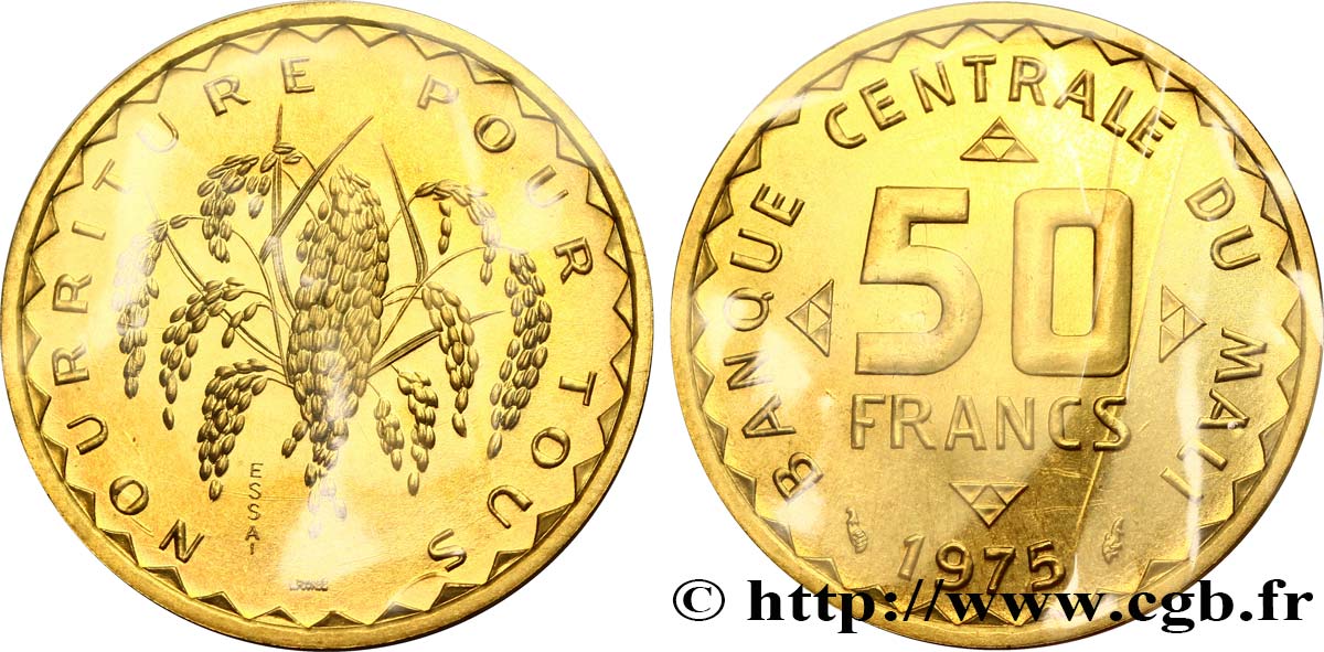 MALí Essai de 50 Francs plant de mil 1975 Paris FDC 