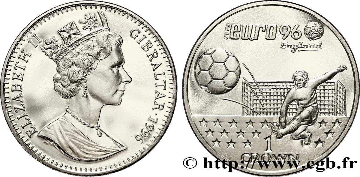 GIBILTERRA 1 Crown Elisabeth II / EURO’96 de football en Angleterre 1996  MS 
