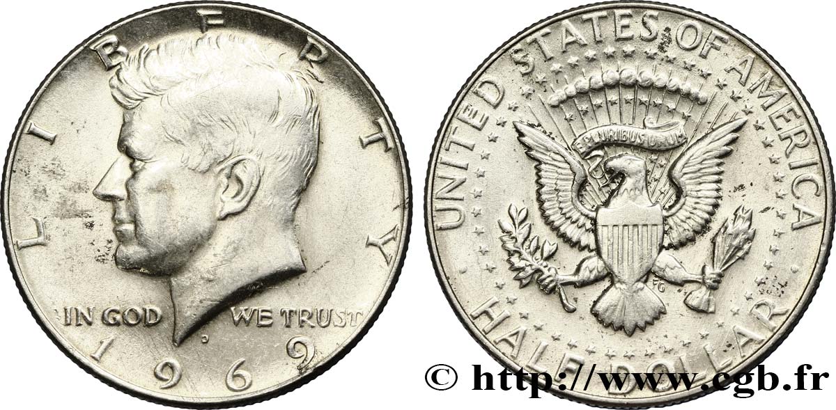 ÉTATS-UNIS D AMÉRIQUE 1/2 Dollar ‘proof’ Kennedy 1969 Denver SUP 
