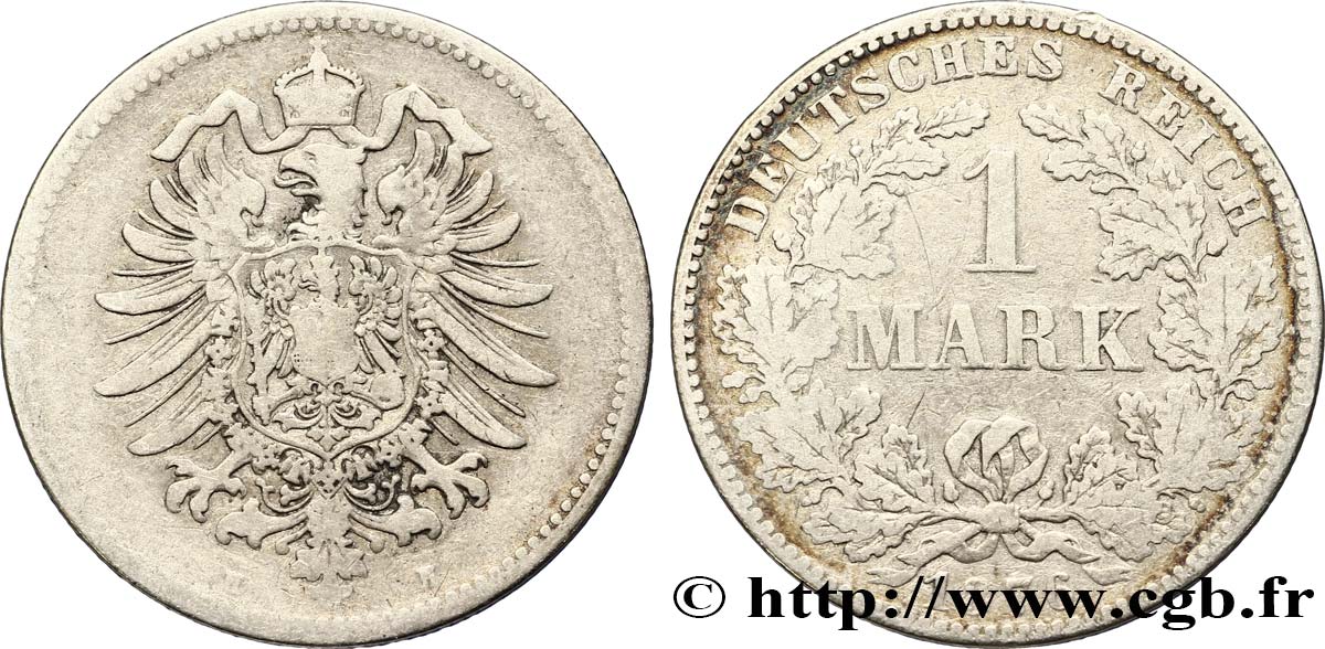 ALLEMAGNE 1 Mark Empire aigle impérial 1876 Darmstadt - H TB+ 