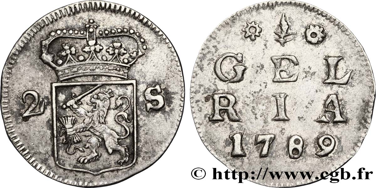 NETHERLANDS - UNITED PROVINCES 2 Stuivers Gueldre 1789  XF 
