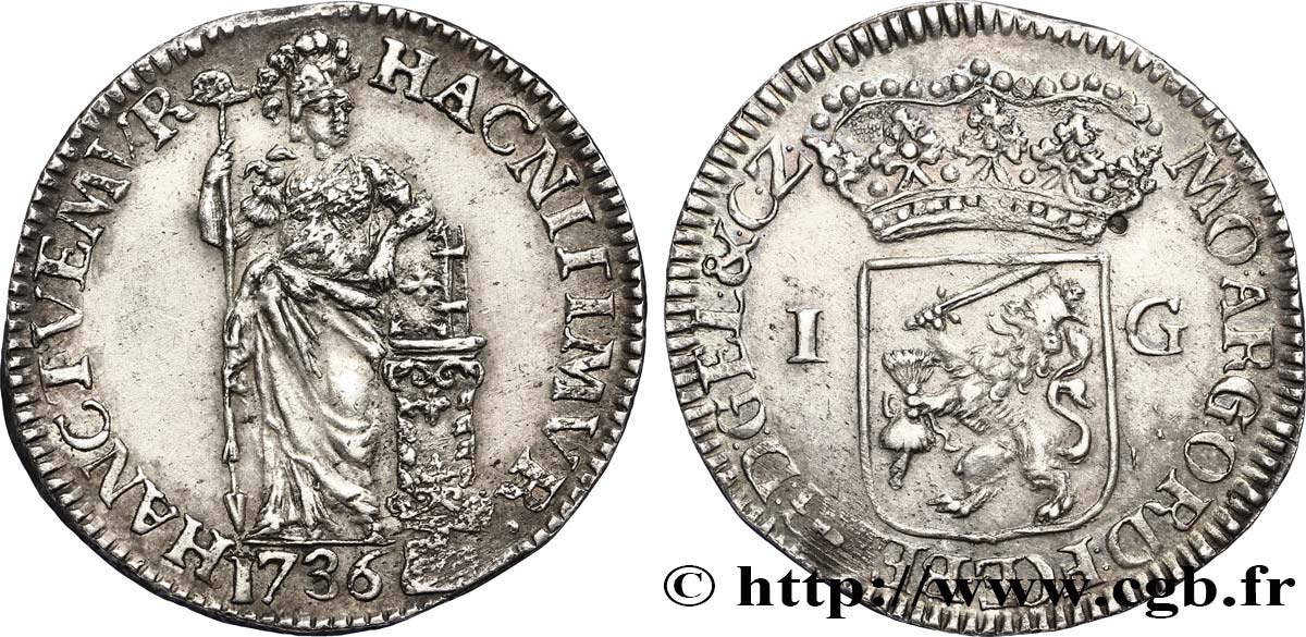 PROVINCES-UNIES - GUELDRE 1 Gulden 1736  TTB+ 