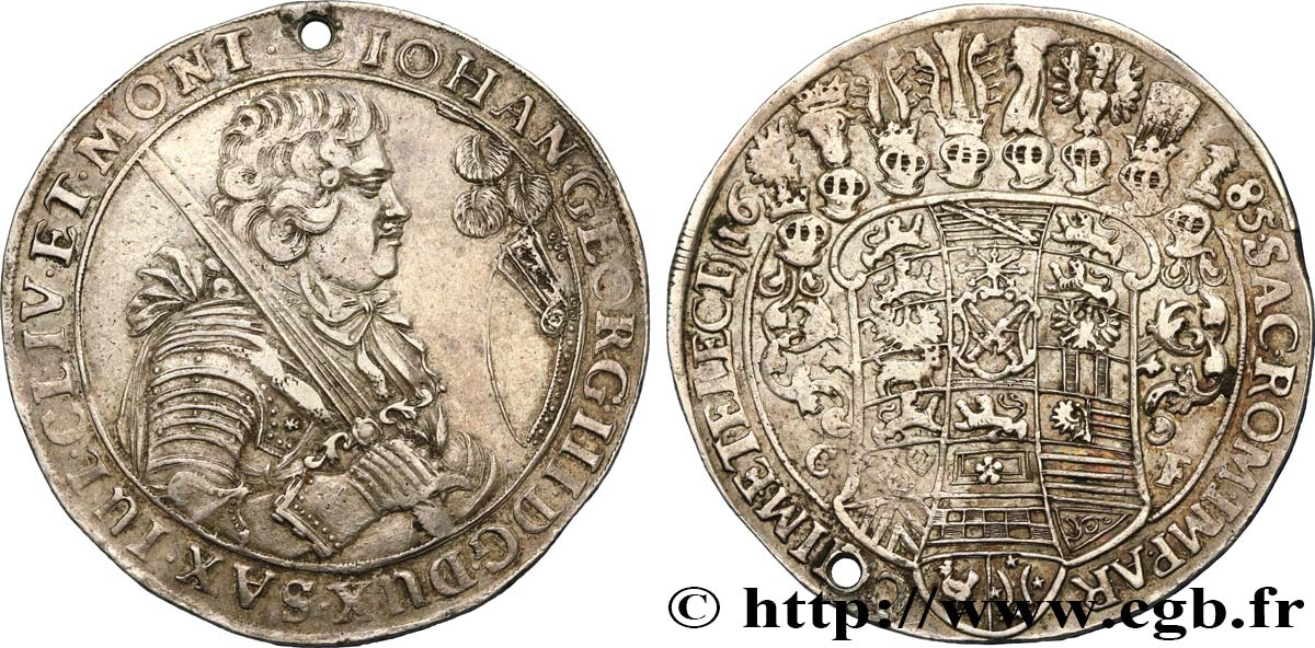 GERMANY - SAXE - DUCHY OF SAXE - JEAN-GEORGES III Thaler 1685 Dresde XF 