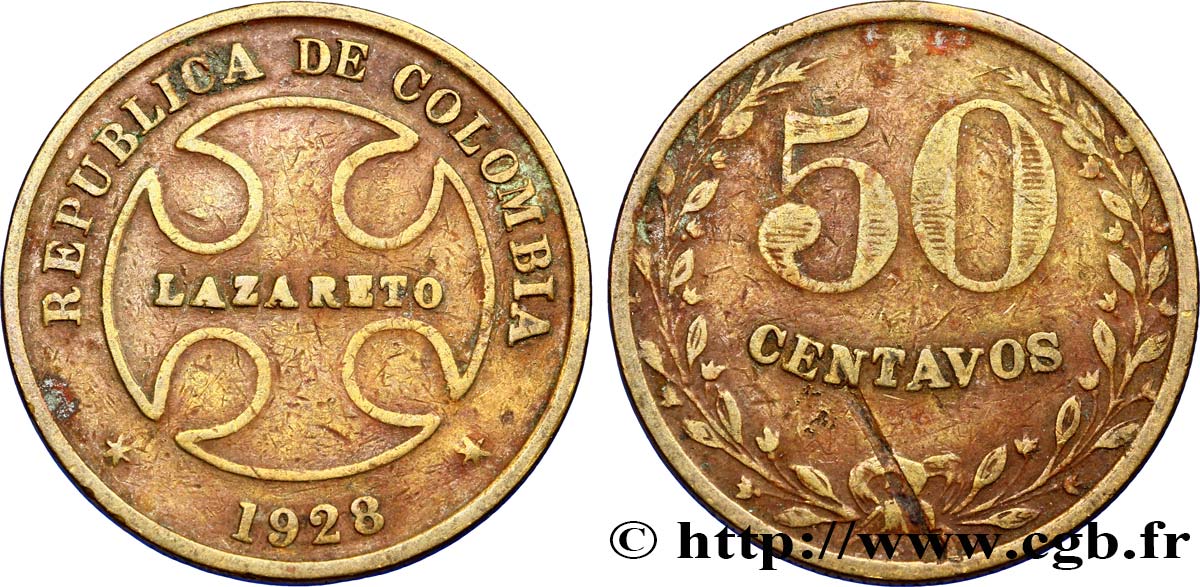 COLOMBIA 50 Centavos “Lazareto” 1928  BC 