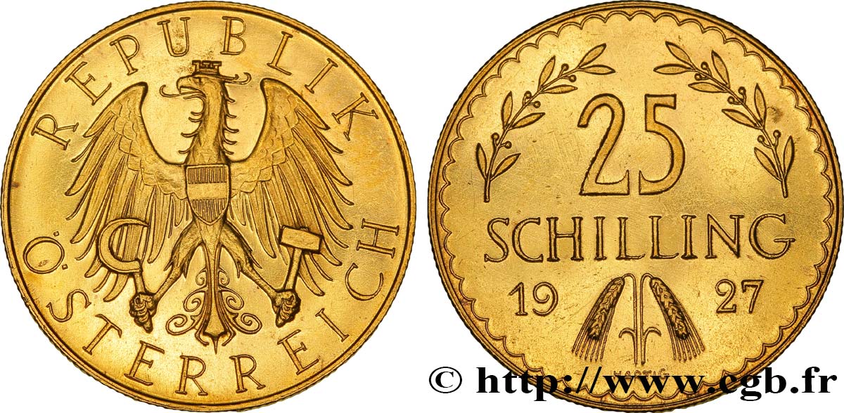 AUSTRIA 25 Schilling Proof aigle héraldique 1927 Vienne AU 