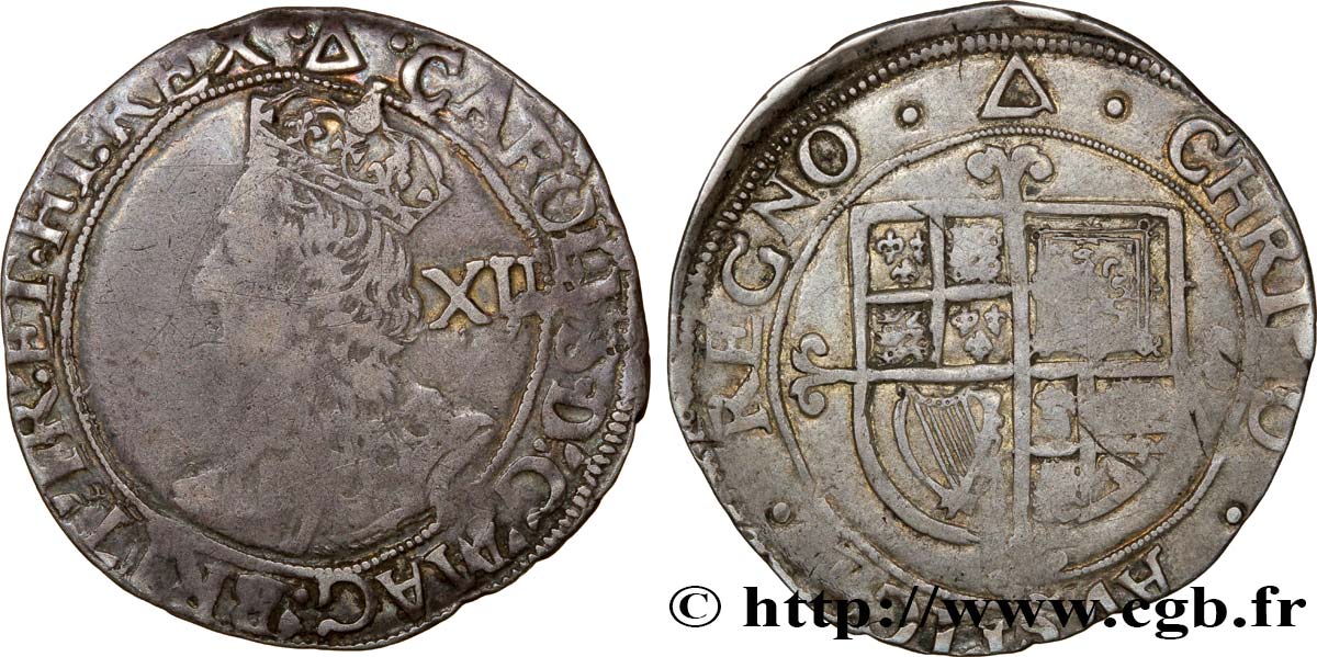 UNITED KINGDOM 1 Shilling Charles Ier 1625-1649  VF 