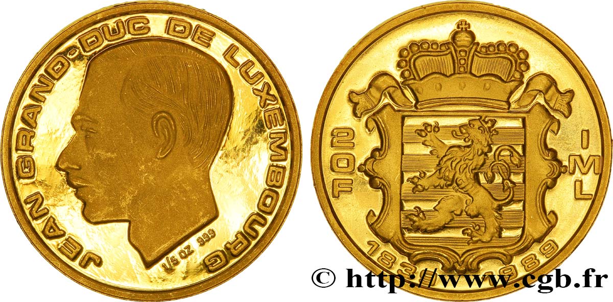 LUXEMBOURG 20 Francs Proof 150e anniversaire du Grand Duché 1989  FDC 
