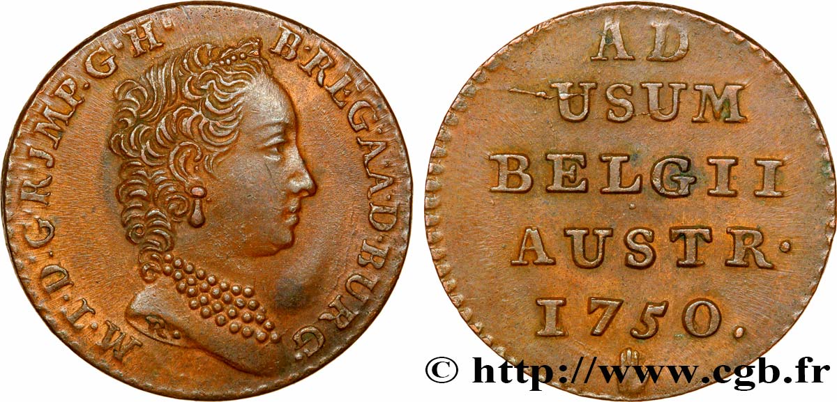 BELGIUM - AUSTRIAN NETHERLANDS 1 Liard 1750 Bruges AU 