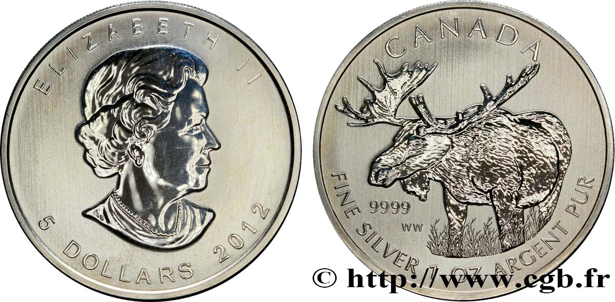 CANADA 5 Dollars (1 once) Proof Elisabeth II / élan 2012  SPL 