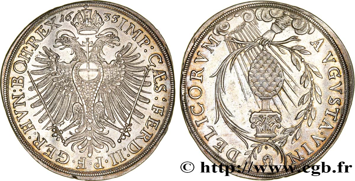 GERMANY - AUGSBURG 1 Thaler Ferdinand II 1635 Augsbourg MS 