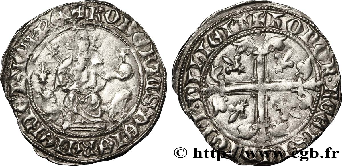 ITALIE - ROYAUME DE NAPLES Carlin d argent au nom de Robert d’Anjou n.d. Naples TTB 