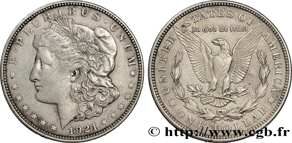 ÉTATS-UNIS D AMÉRIQUE 1 Dollar Morgan 1921 Denver TTB+ 