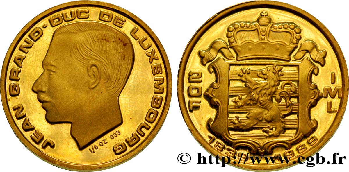 LUXEMBURGO 20 Francs Proof 150e anniversaire du Grand Duché 1989  SC 