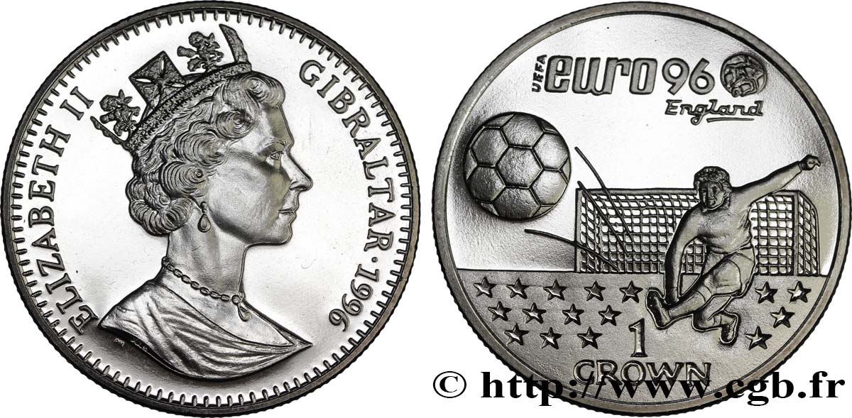 GIBRALTAR 1 Crown Elisabeth II / EURO’96 de football en Angleterre 1996  SPL 