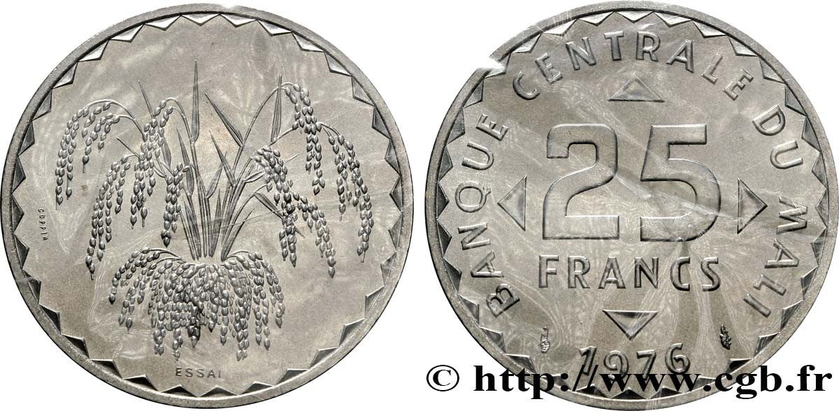 MALí Essai de 25 Francs plant de mil 1976 Paris FDC 