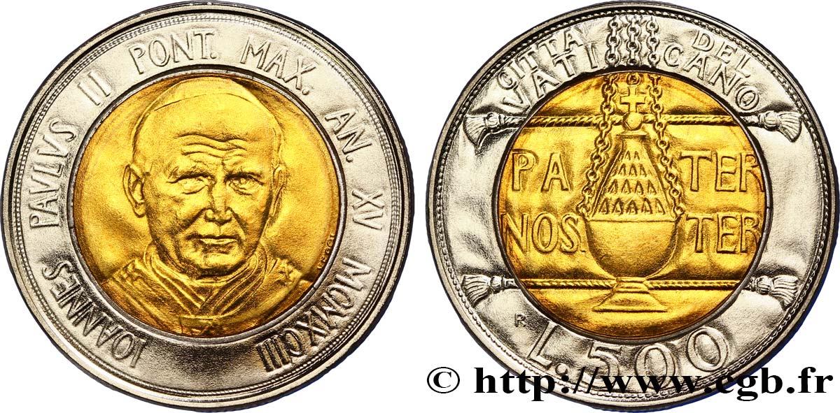VATICAN ET ÉTATS PONTIFICAUX 500 Lire Jean Paul II an XV 1993 Rome SPL 