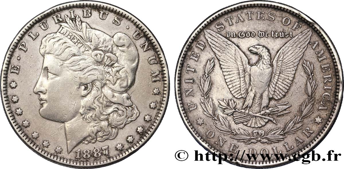 ÉTATS-UNIS D AMÉRIQUE 1 Dollar Morgan 1887 Philadelphie TTB 