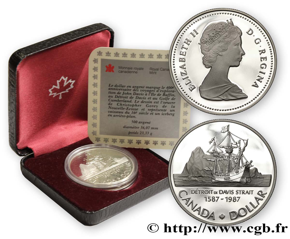 CANADA 1 Dollar proof Elisabeth II / Detroit de Strait 1987  MS 