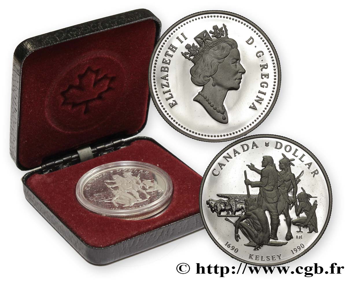 CANADA 1 Dollar proof Elisabeth II / L’explorateur et trappeur Henry Kelsey 1990  FDC 