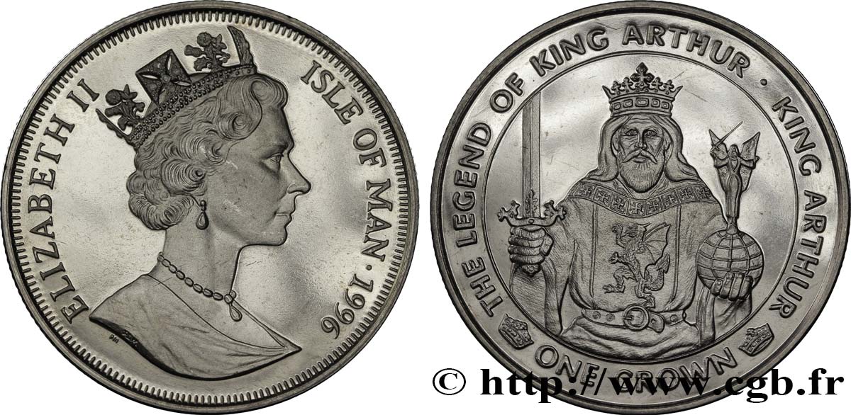ISLE OF MAN 1 Crown Proof le roi Arthur 1996  MS 