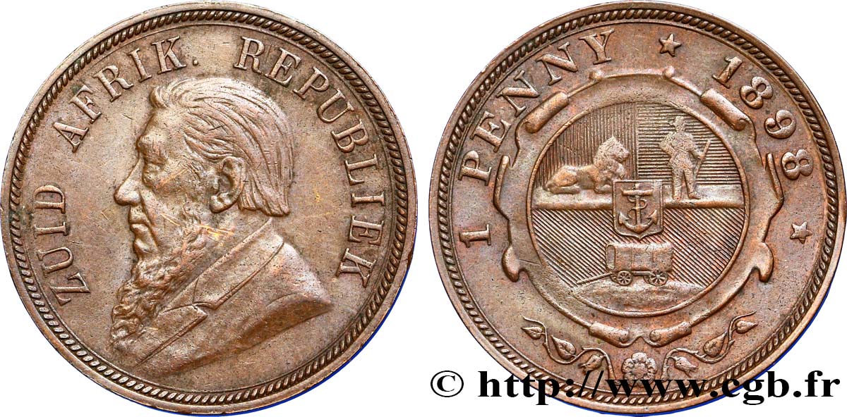 AFRIQUE DU SUD 1 Penny président Kruger 1898  TTB 
