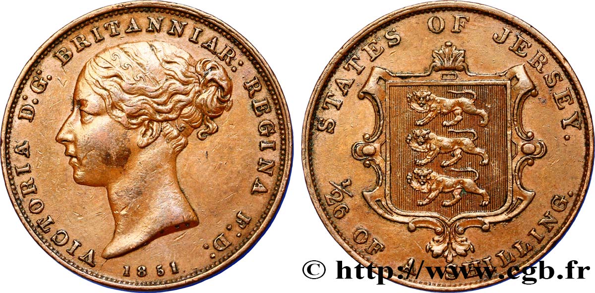 ISLA DE JERSEY 1/26 Shilling Reine Victoria 1851  MBC+ 