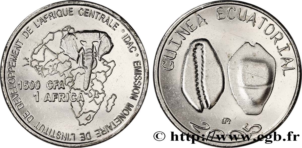 GUINÉE ÉQUATORIALE 1500 Francs CFA Cauris 2005  SPL 