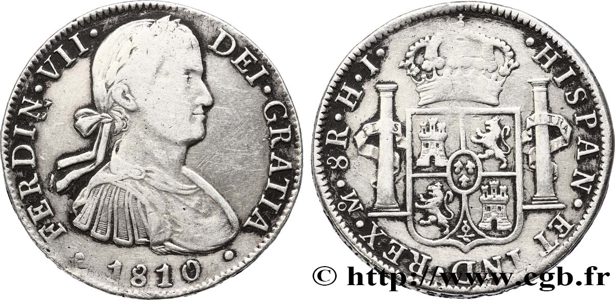 MEXIQUE 8 Reales Ferdinand VII / emblème HJ 1810 Mexico TB 