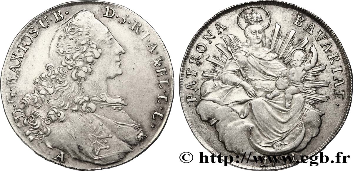 GERMANY - BAVARIA 1 Thaler Maximilien III 1771 Amberg XF 
