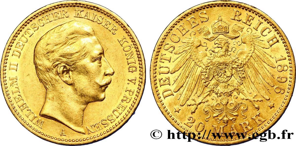 ALLEMAGNE - PRUSSE 20 Mark Guillaume II 1896 Berlin TTB+ 
