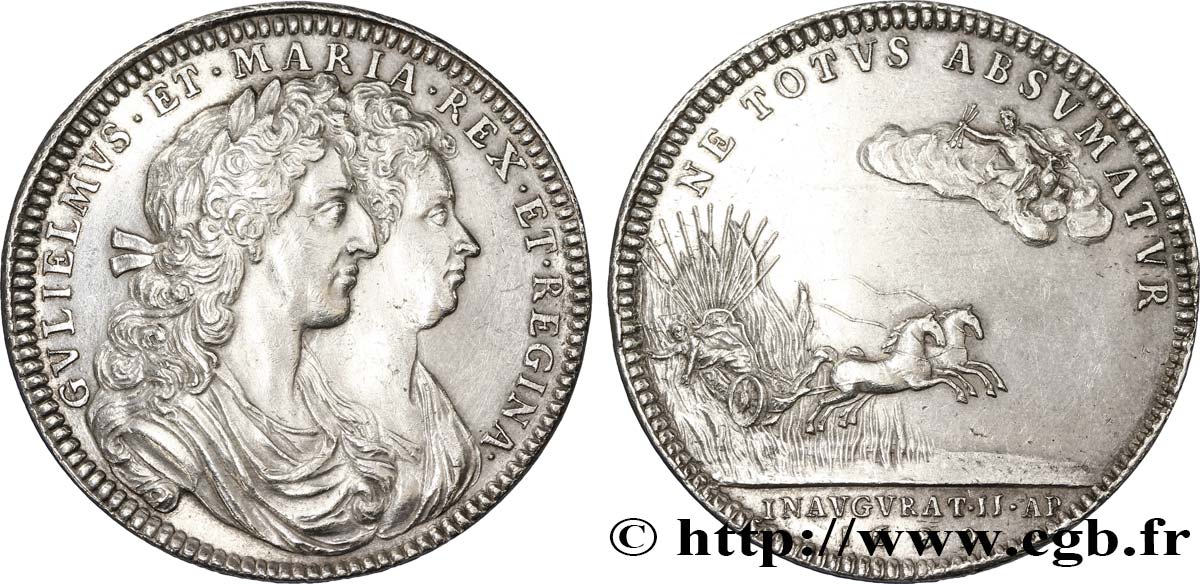 ROYAUME-UNI Médaille de couronnement de William et Mary 1689  TTB 