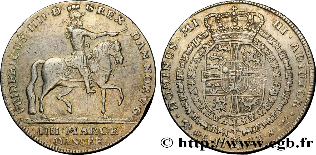 ROYAUME DU DANEMARK - FRÉDÉRIC VII Krone ou 4 mark 1723 Konsberg MBC 