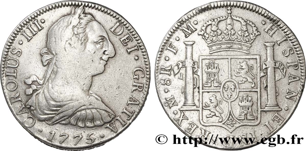 MEXIQUE 8 Reales Charles III d’Espagne 1775 Mexico TB+ 