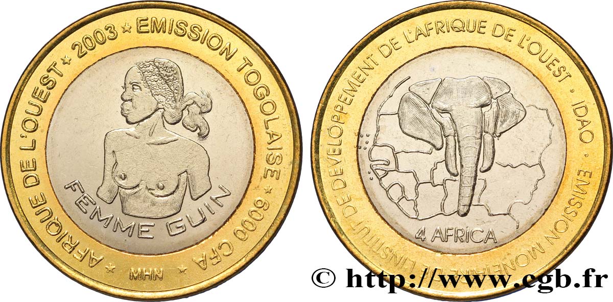 TOGO 6000 Francs femme Guin 2003  EBC 