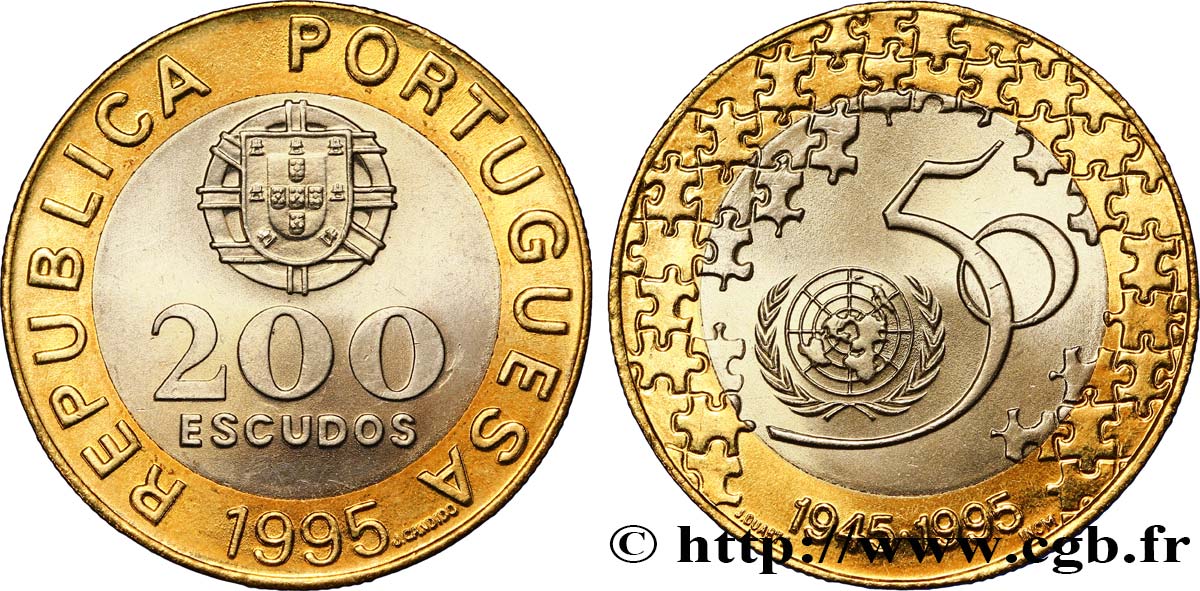 PORTUGAL 200 Escudos 50e anniversaire des Nations Unies 1995  SPL 