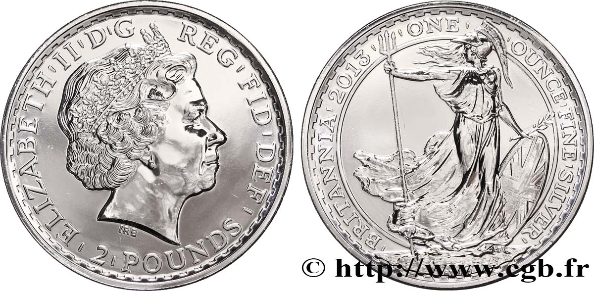 ROYAUME-UNI 2 Pounds Elisabeth II / Britannia 2013  FDC 