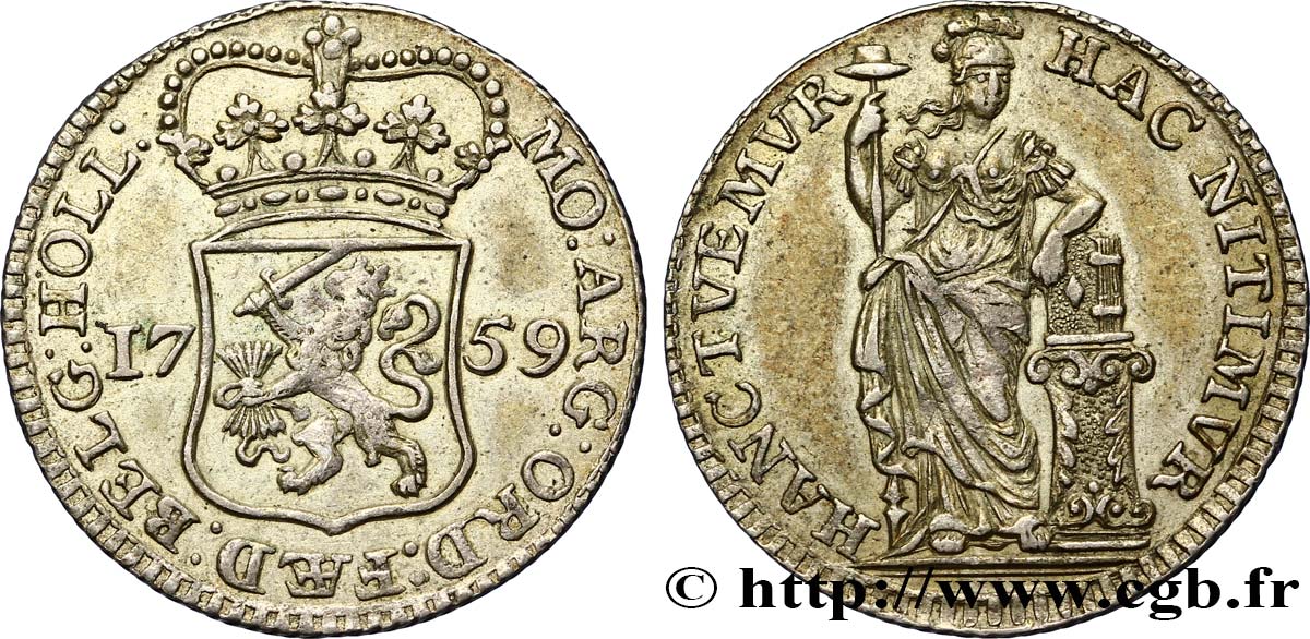 PAYS-BAS - PROVINCES-UNIES 1/4 Gulden Hollande 1759  TTB+ 