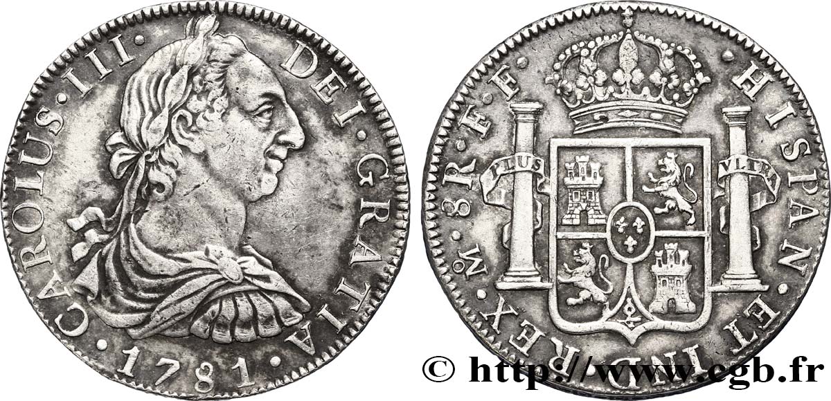MEXICO 8 Reales Charles III d’Espagne 1781 Mexico XF 