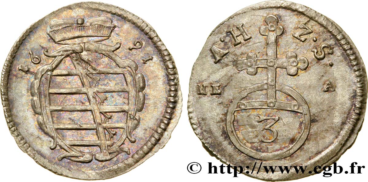 GERMANY - SAXONY 3 Pfennig 1691 Cobourg MS 