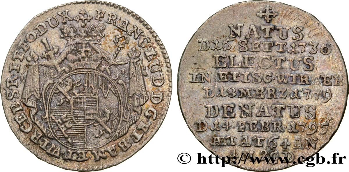 ALLEMAGNE - WURTZBOURG 1 Groschen 1795  TTB 